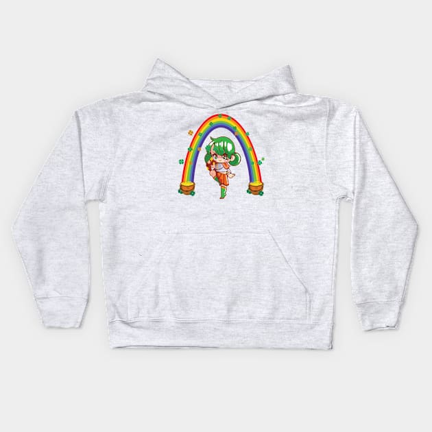 st patricks day anime Kids Hoodie by Kishu